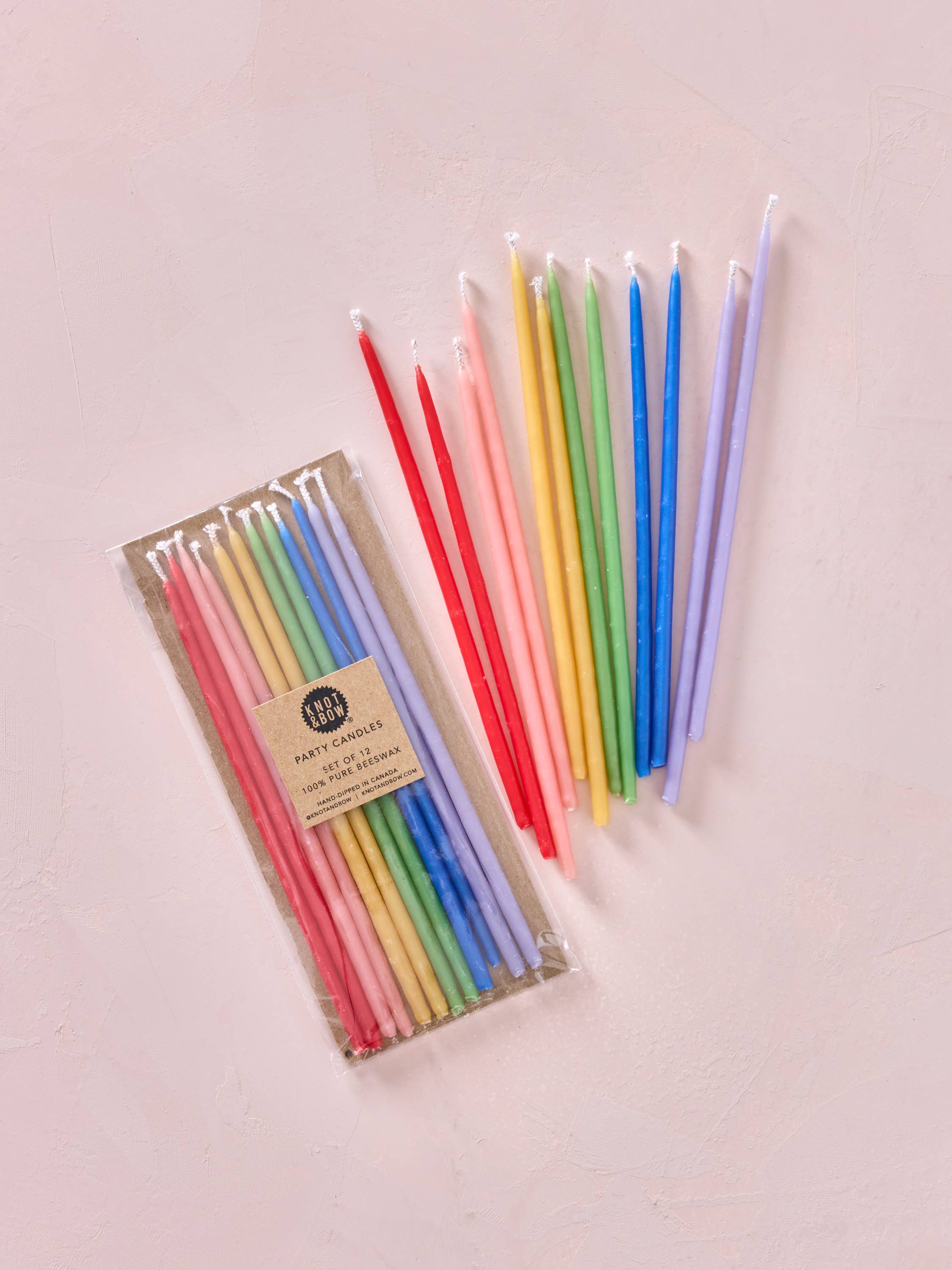 Hand-dipped Pure Beeswax Birthday Candles-Rainbow