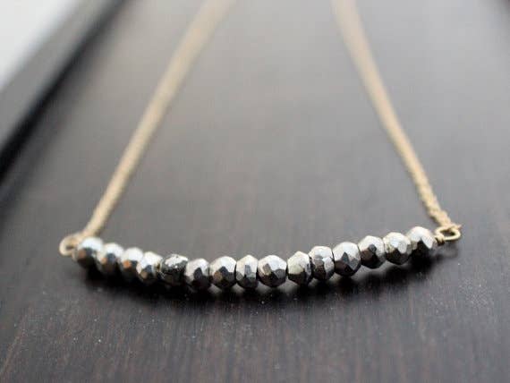 Pyrite Bar Necklace: 14k Gold Fill 18 inches