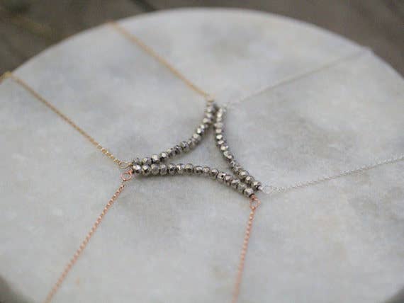 Pyrite Bar Necklace: 14k Gold Fill 18 inches