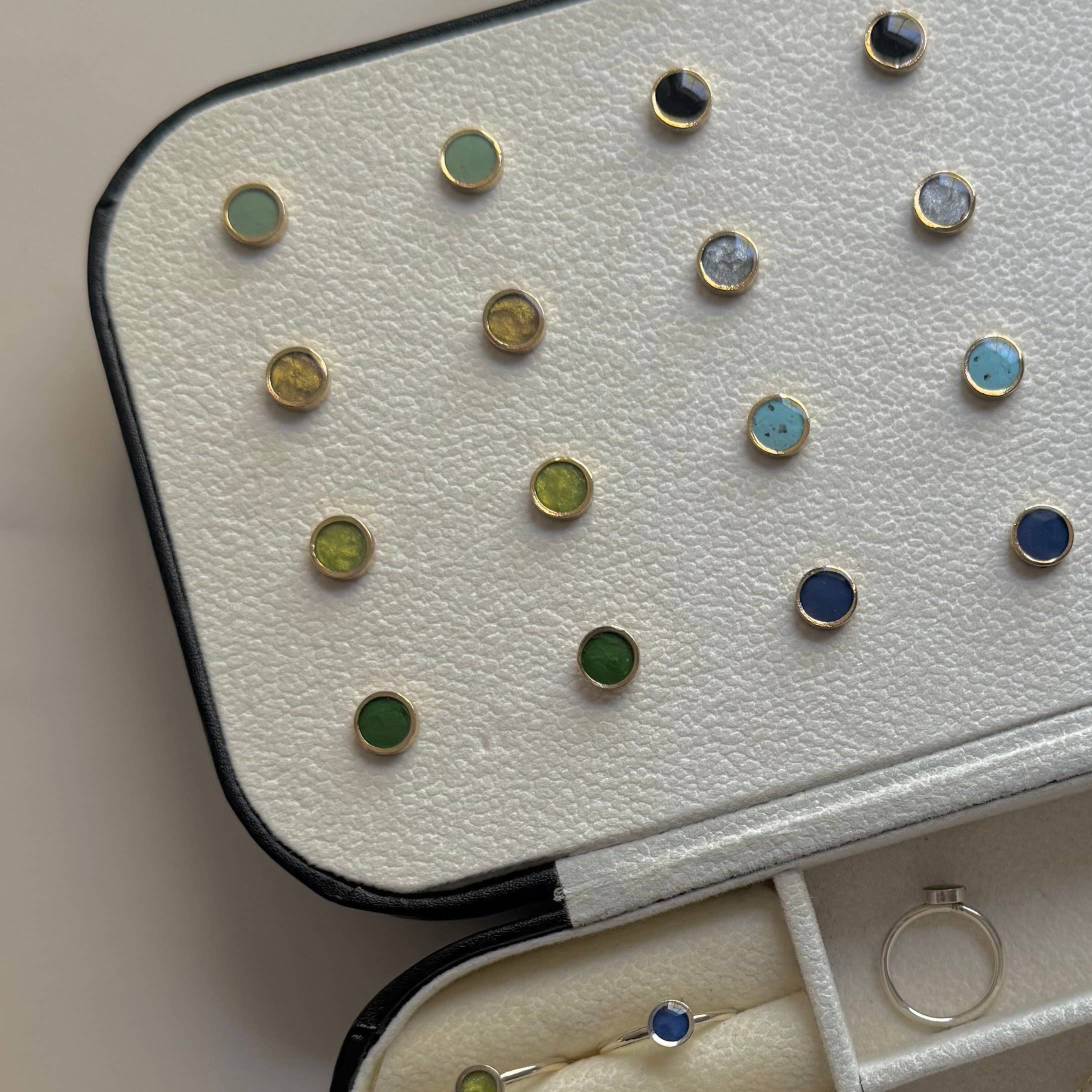 sable jewelry - Granite Solitaire Studs: Solid 5k Yellow Gold / Small