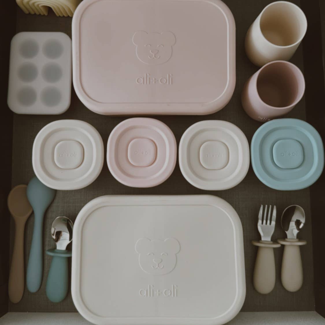 Silicone Food Containers (4oz) 2-pack (Sky-Khaki)