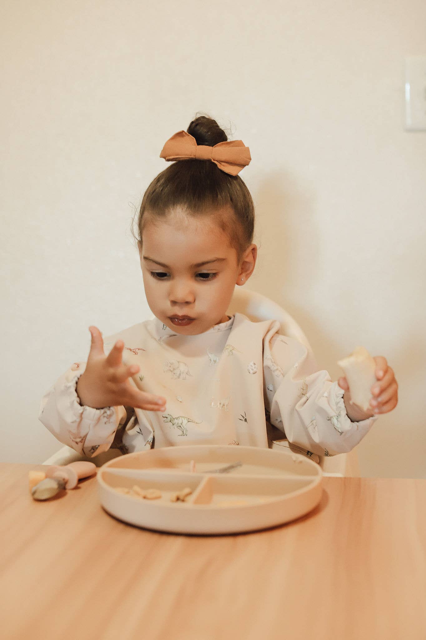 Smock Bib (2-pc) Long & Short Sleeve Set (Dino-Mint)