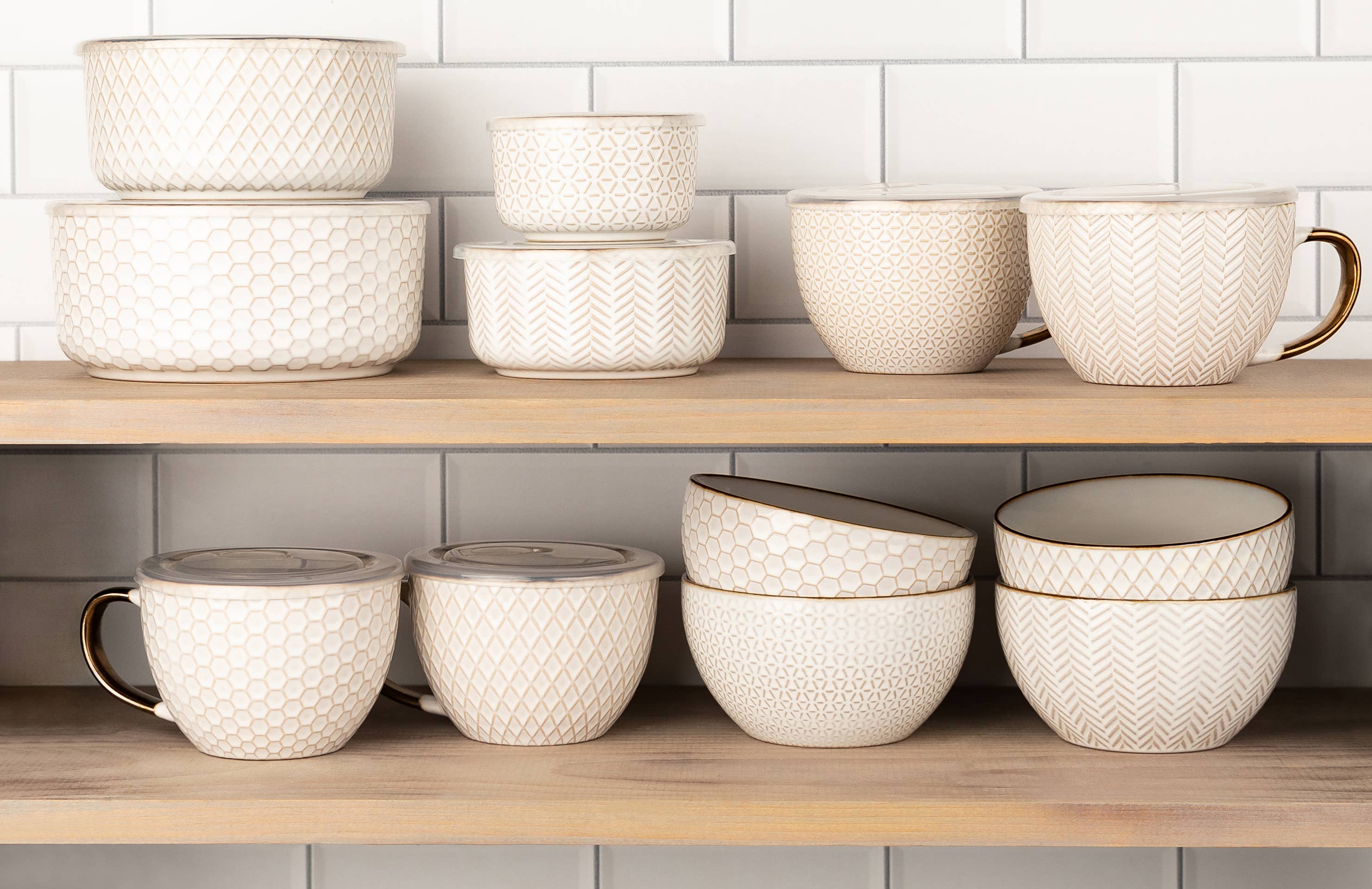 Ceramic Nesting Bowls with Lids, Set of 4,