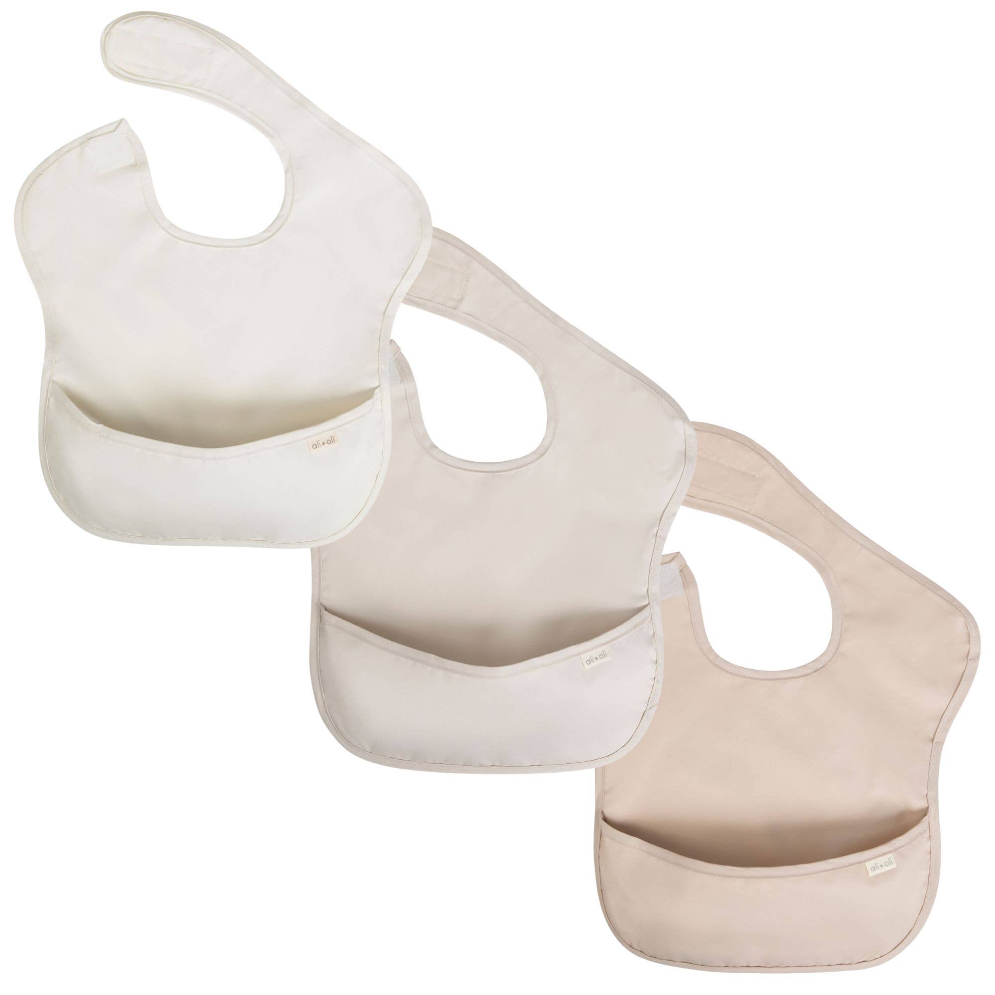 Sleeveless (3-pc) Smock Bib Set for Baby & Toddler (Neutral)