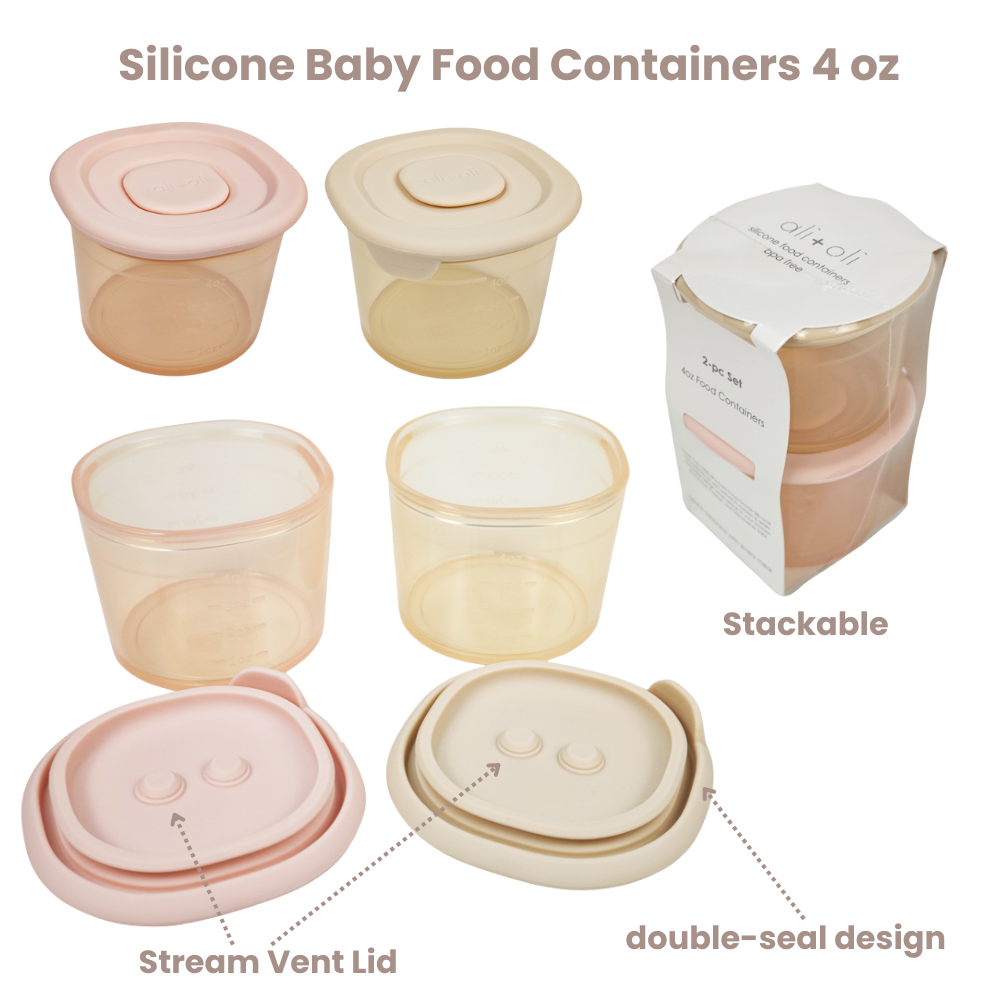 Silicone Food Containers (4oz) 2-pack (Blush-Khaki)