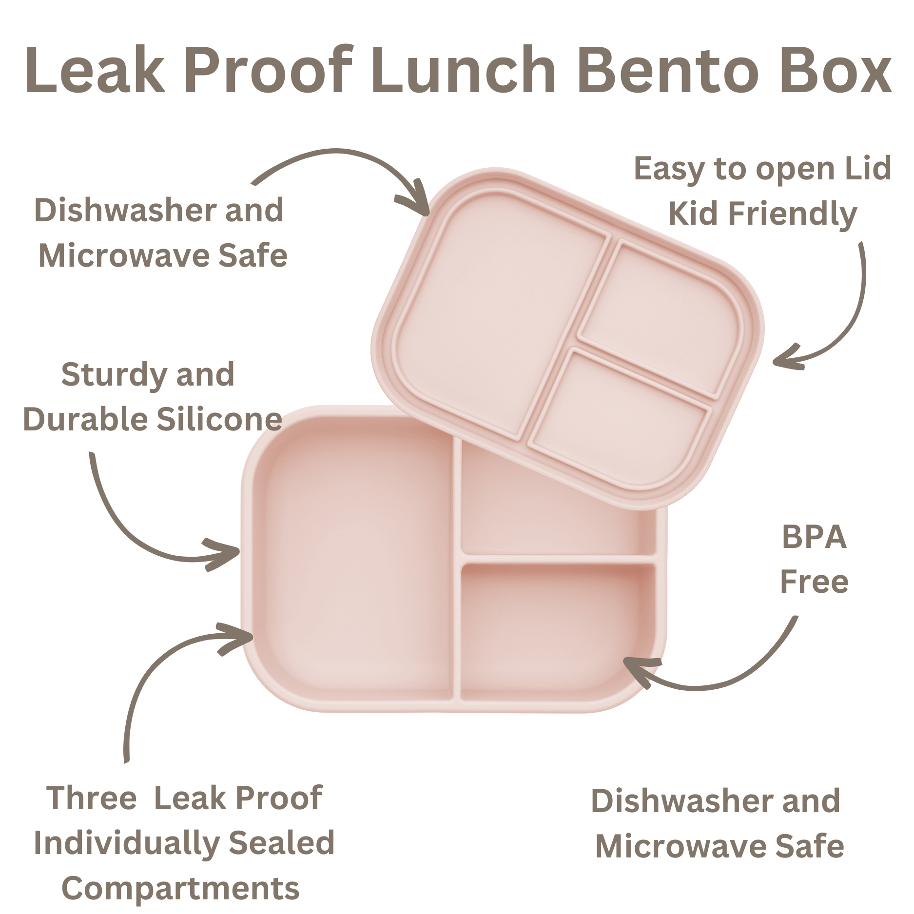 Leakproof Silicone Bento Box (Blush) Back to School