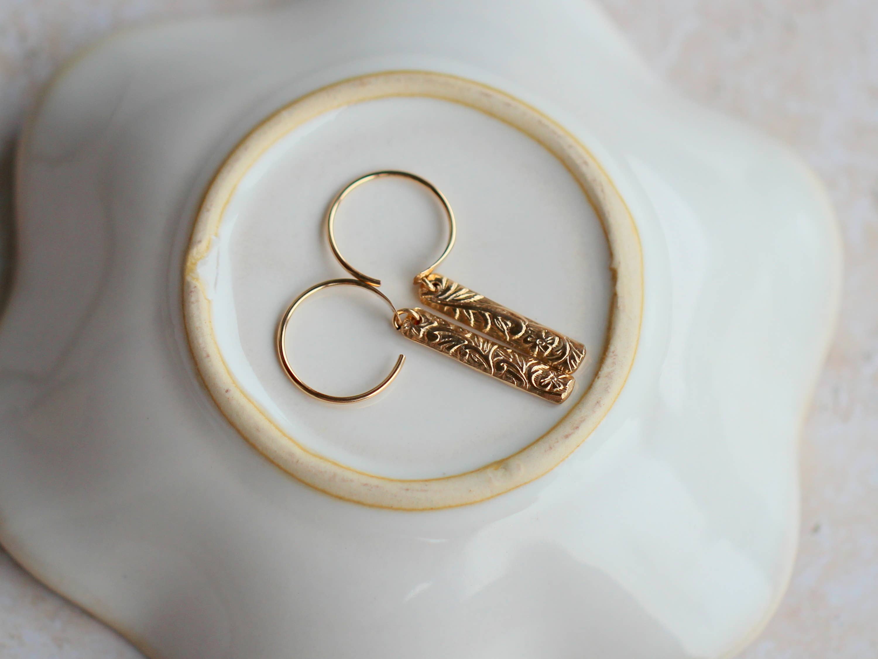 Blossom Bar Huggie Hoops: Sterling Silver