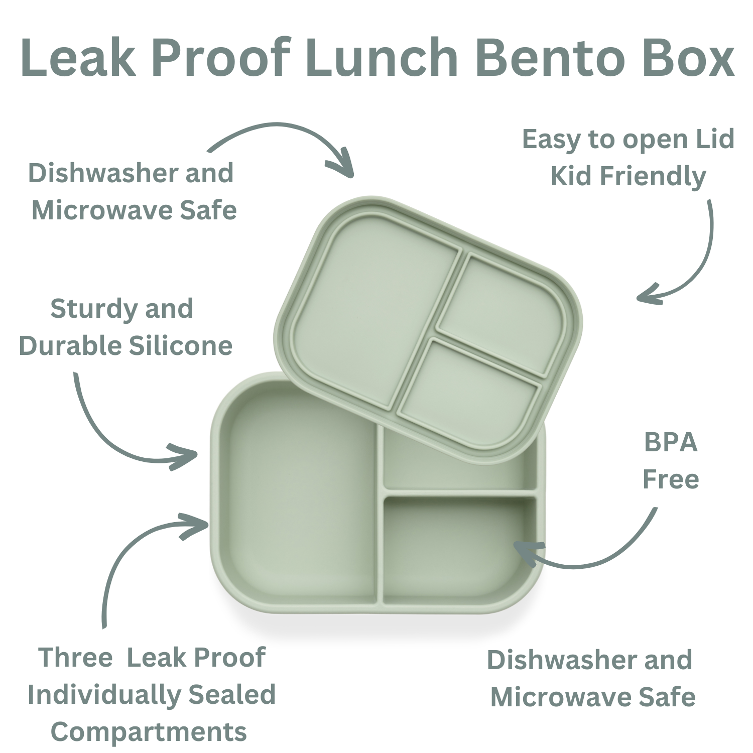 Leakproof Silicone Bento Box (Pine) Back to School