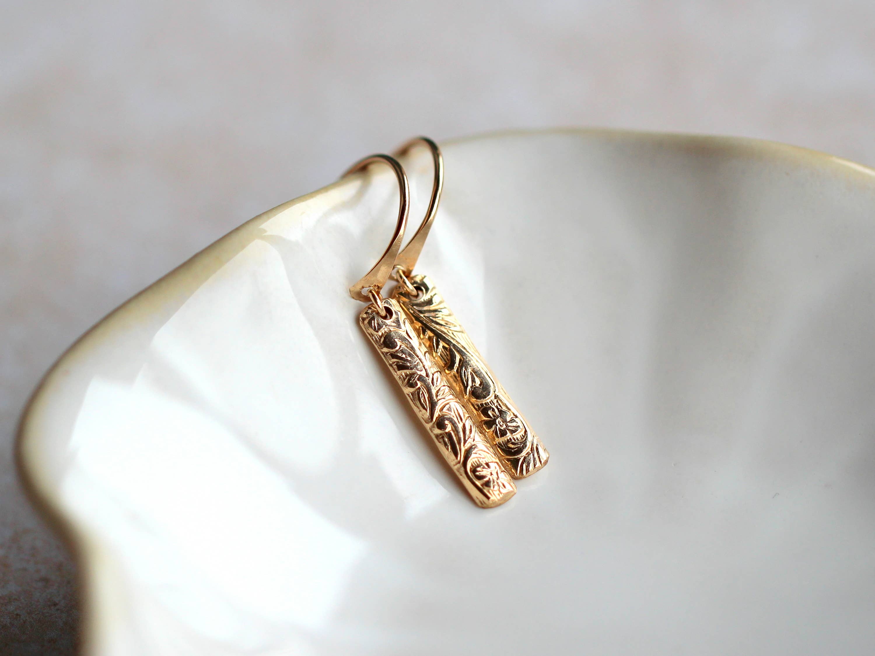 Blossom Bar Huggie Hoops: Sterling Silver