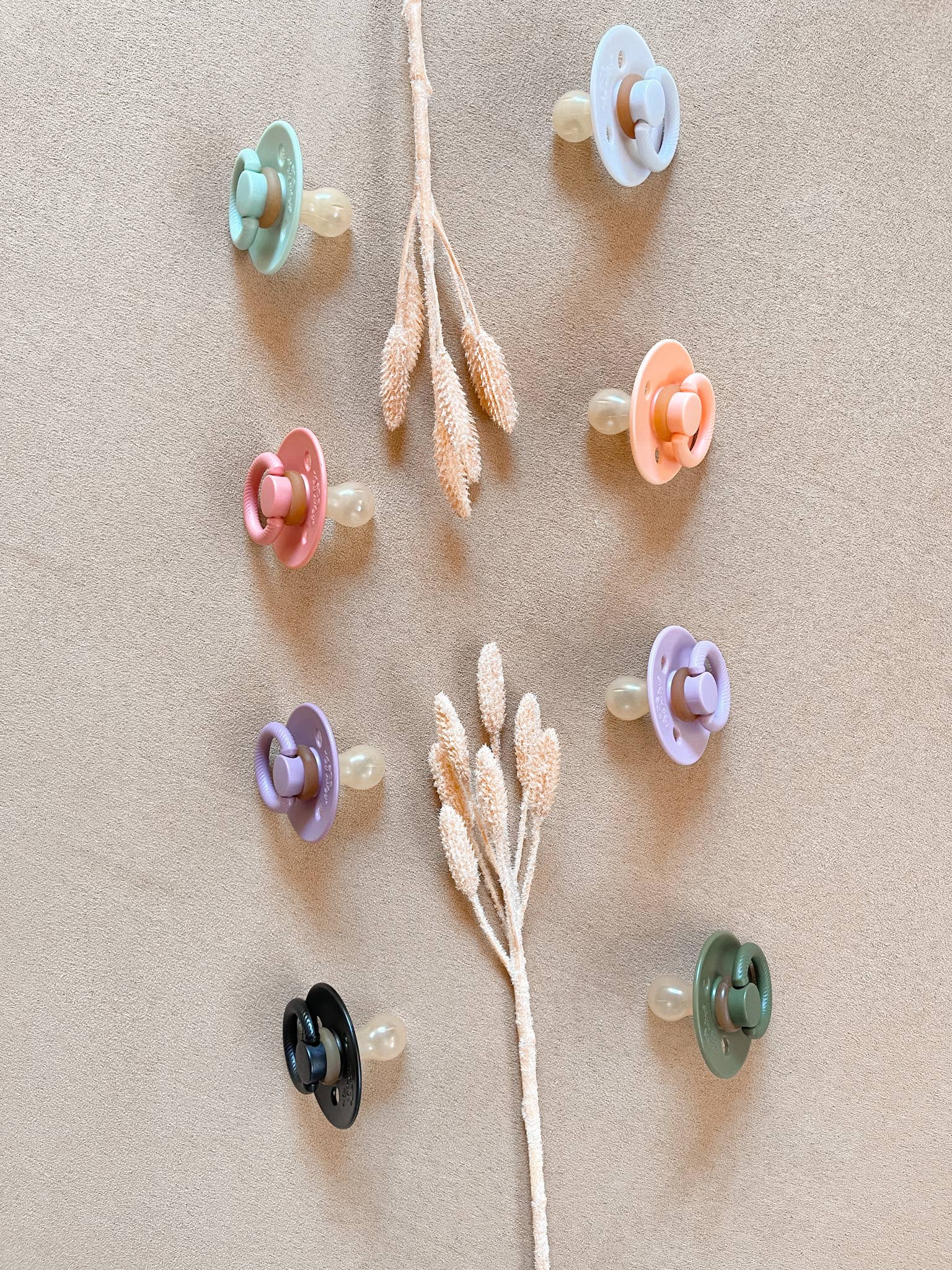 Natural Rubber Paci Sets: Blossom + Rosewood 6-18 M