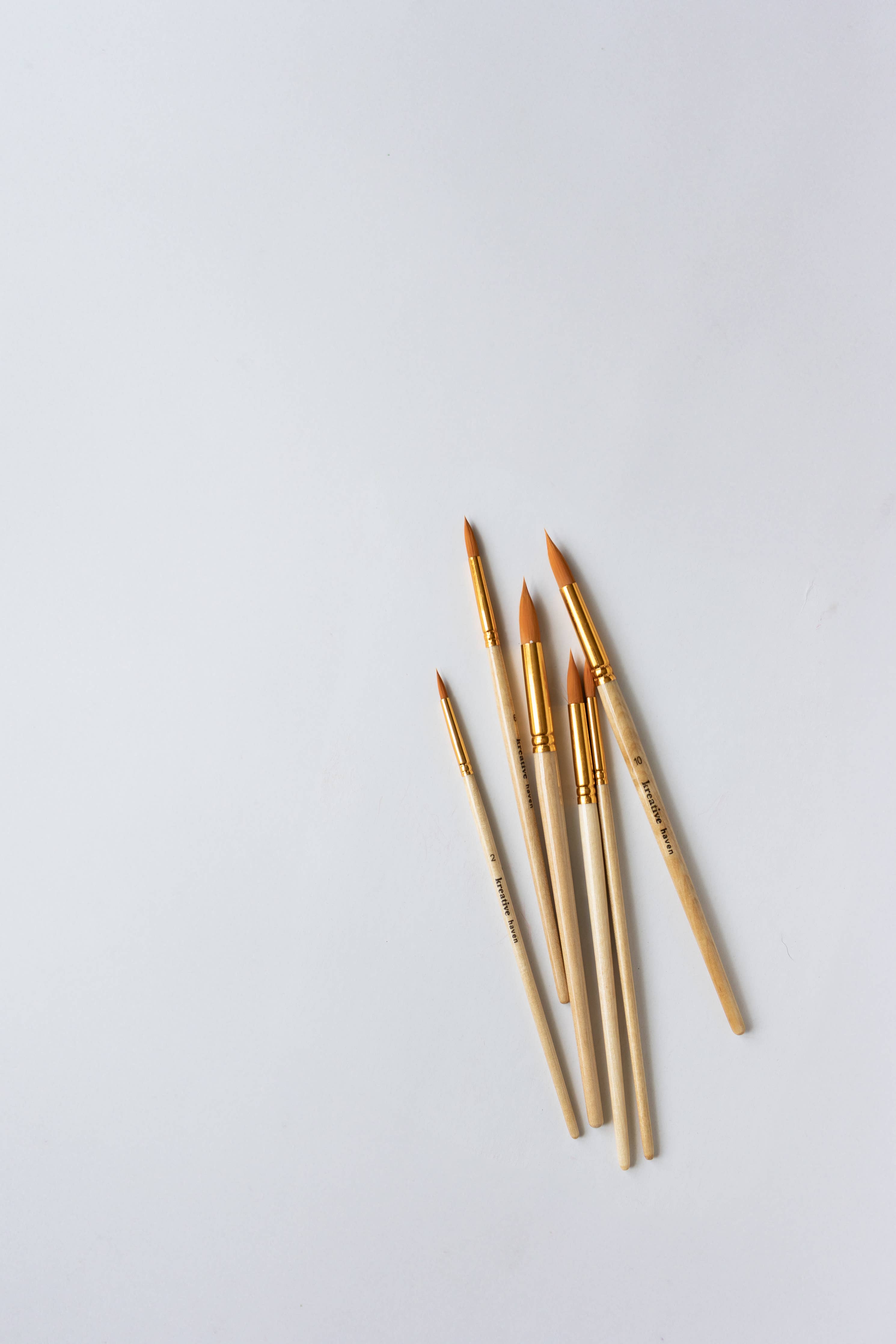 Kreative Haven - Round Tip Watercolor Brush Set -- 6 piece