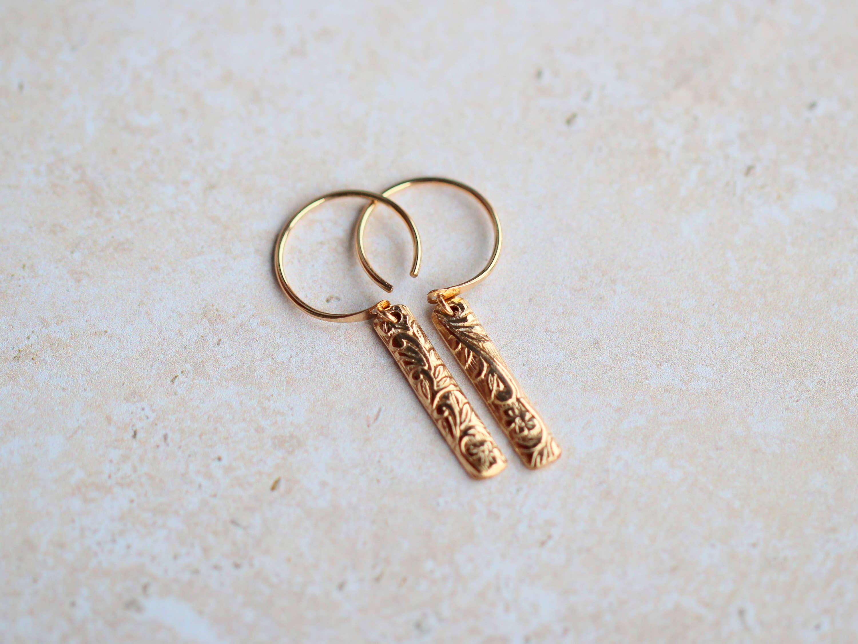 Blossom Bar Huggie Hoops: Sterling Silver
