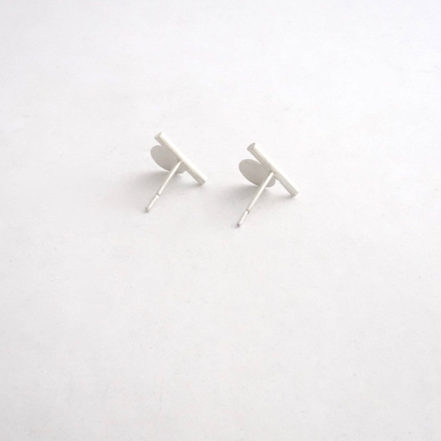 Bar & Flat Circle Stud Earrings | Gold-Filled