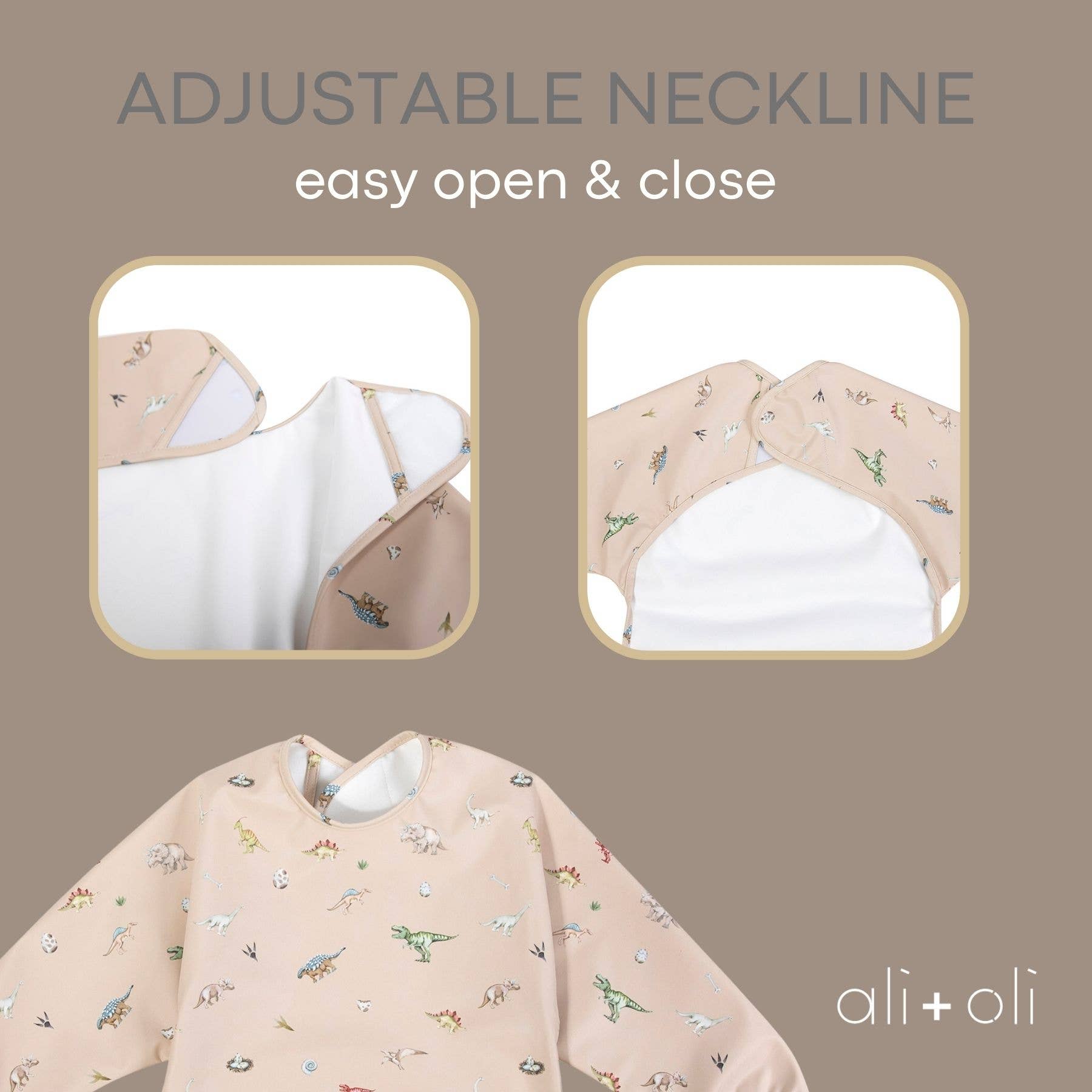 Smock Bib (2-pc) Long & Short Sleeve Set (Dino-Mint)