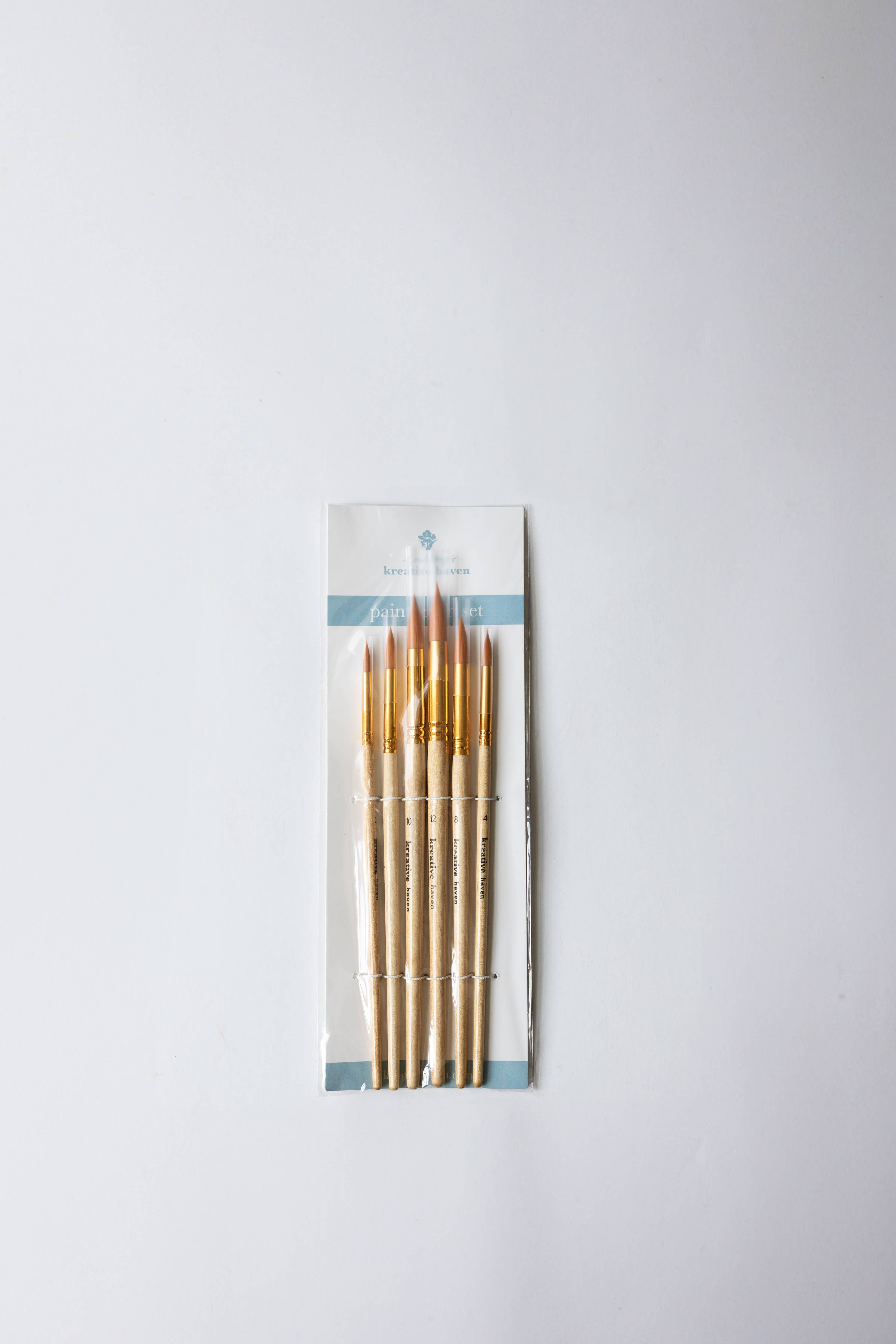 Kreative Haven - Round Tip Watercolor Brush Set -- 6 piece