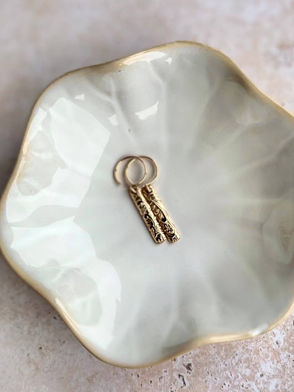 Blossom Bar Huggie Hoops: 14k Gold Filled