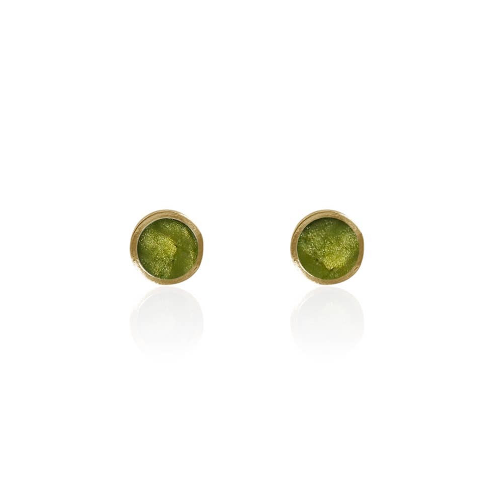 sable jewelry - Peridot Solitaire Studs: Solid 5k Yellow Gold / Small