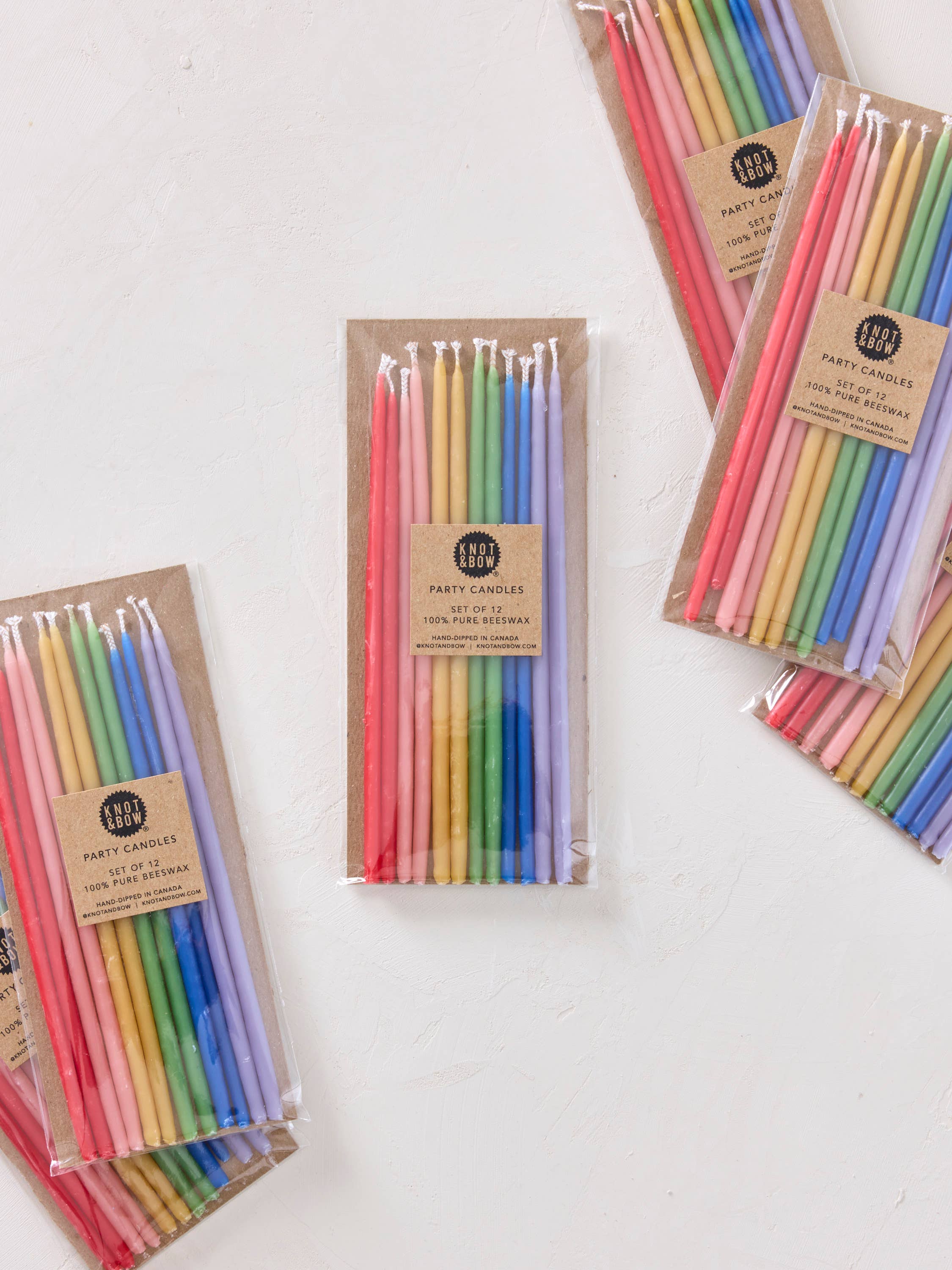 Hand-dipped Pure Beeswax Birthday Candles-Rainbow