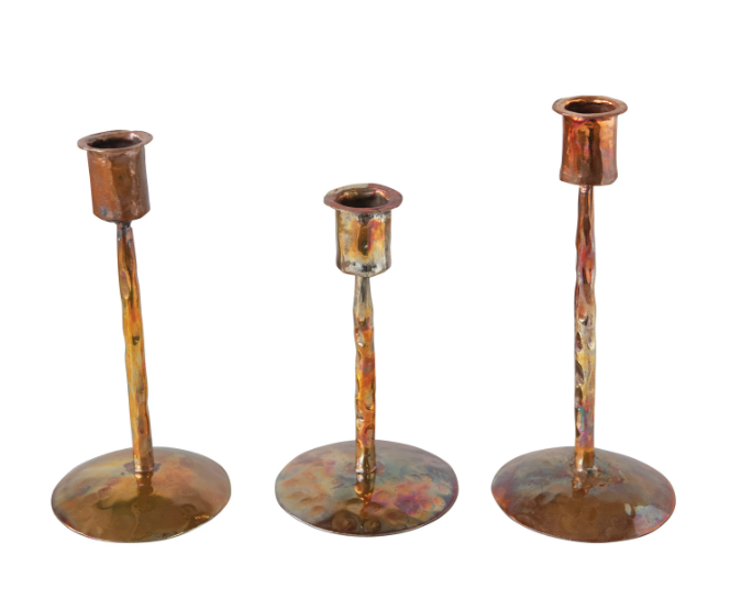 Metal Taper Candle Holders, Set of 3