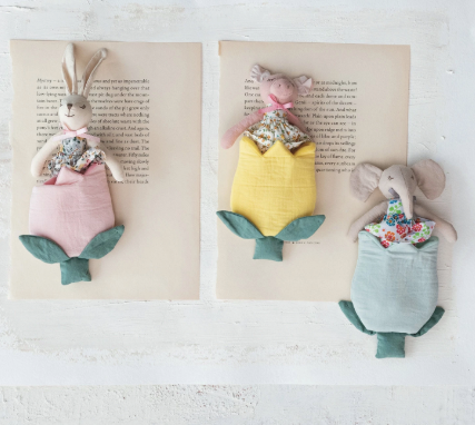 Plush Animal w/ Flower Shaped Pocket
