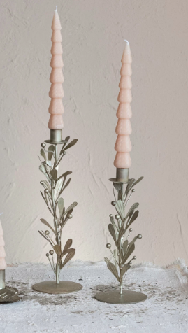 Metal Taper w/ Leaves & Berries