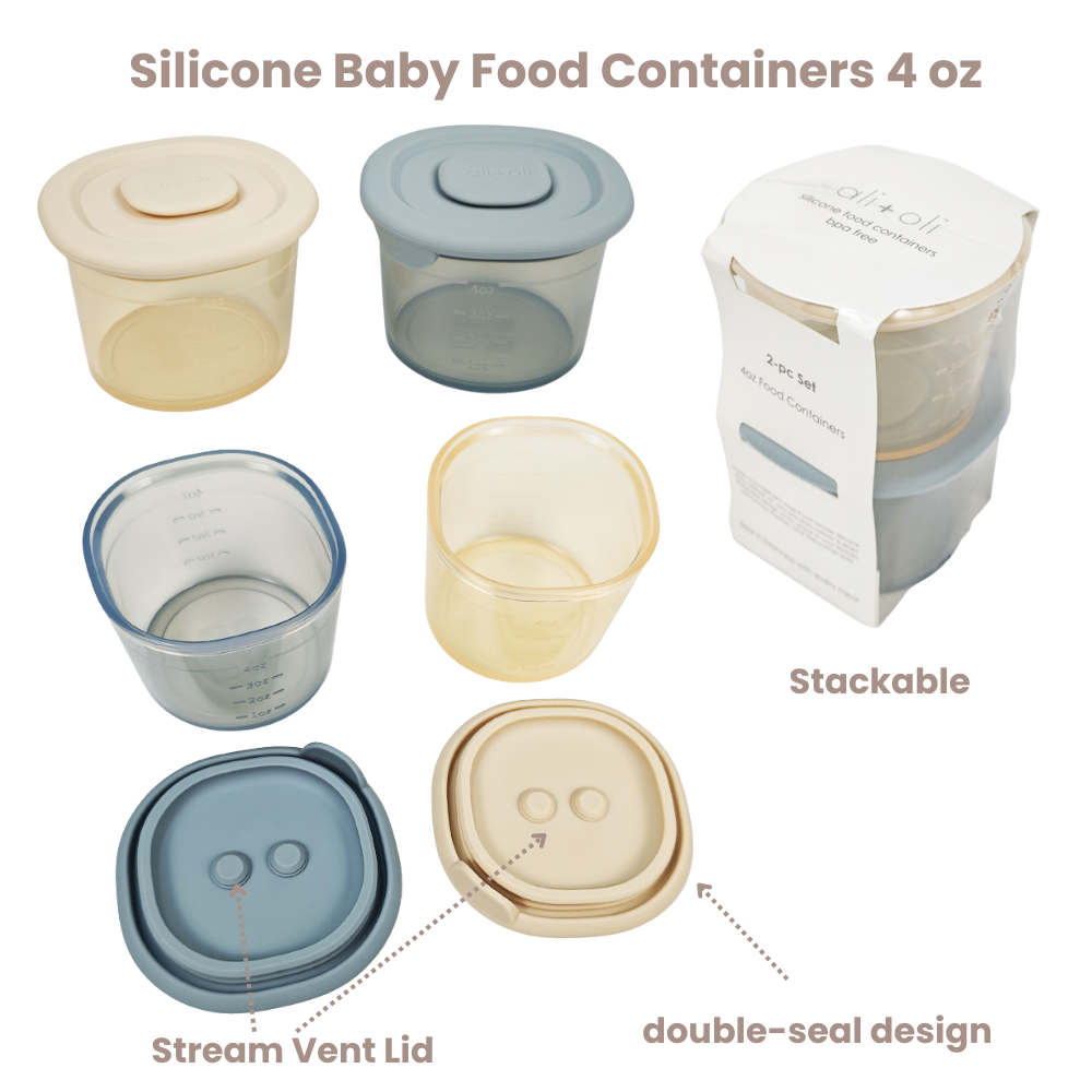 Silicone Food Containers (4oz) 2-pack (Sky-Khaki)