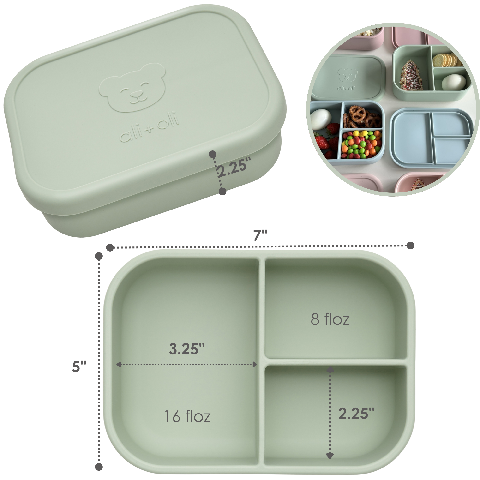 Leakproof Silicone Bento Box (Pine) Back to School