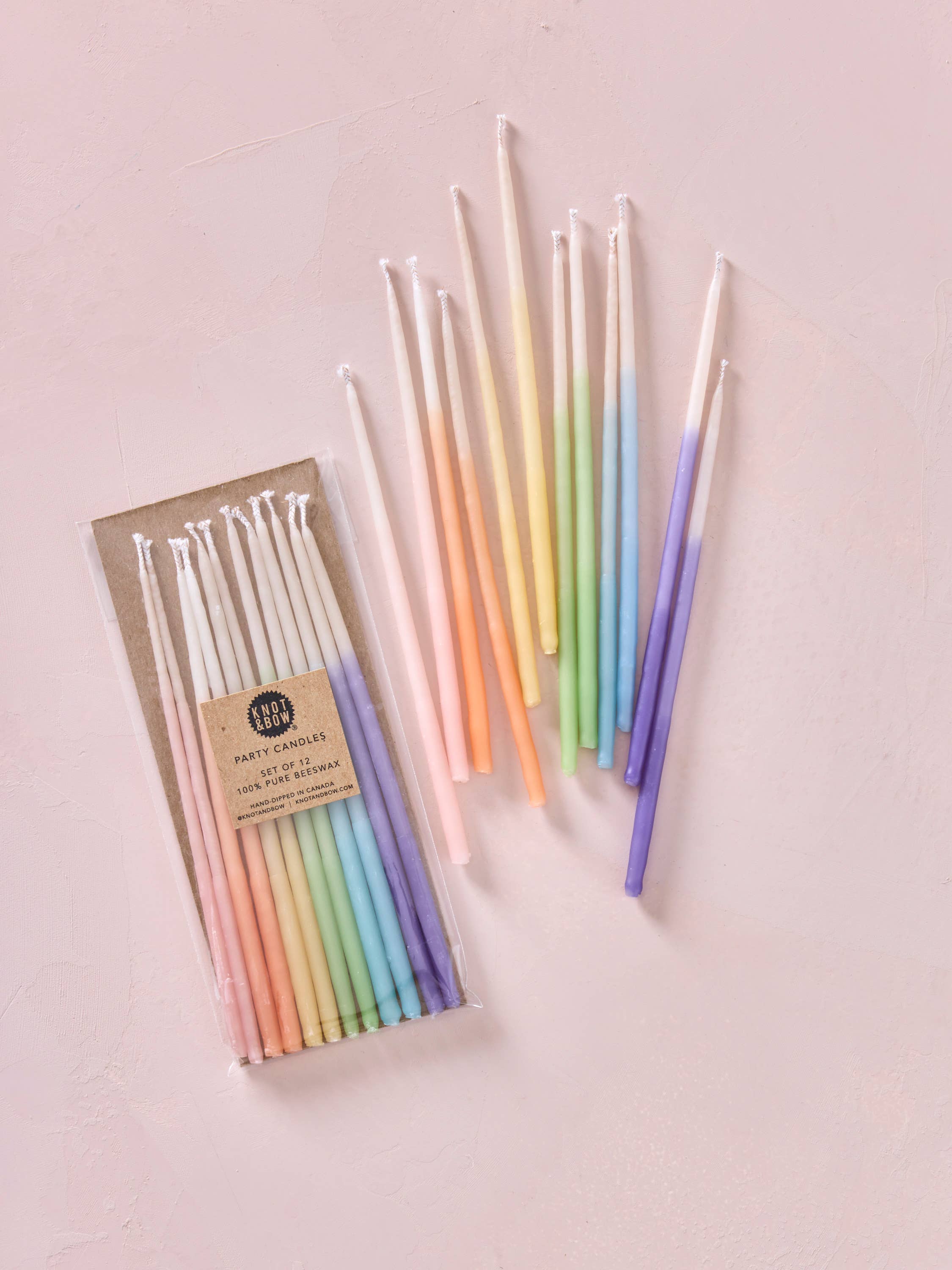 Hand-dipped Beeswax Birthday Candles-Rainbow Ombré