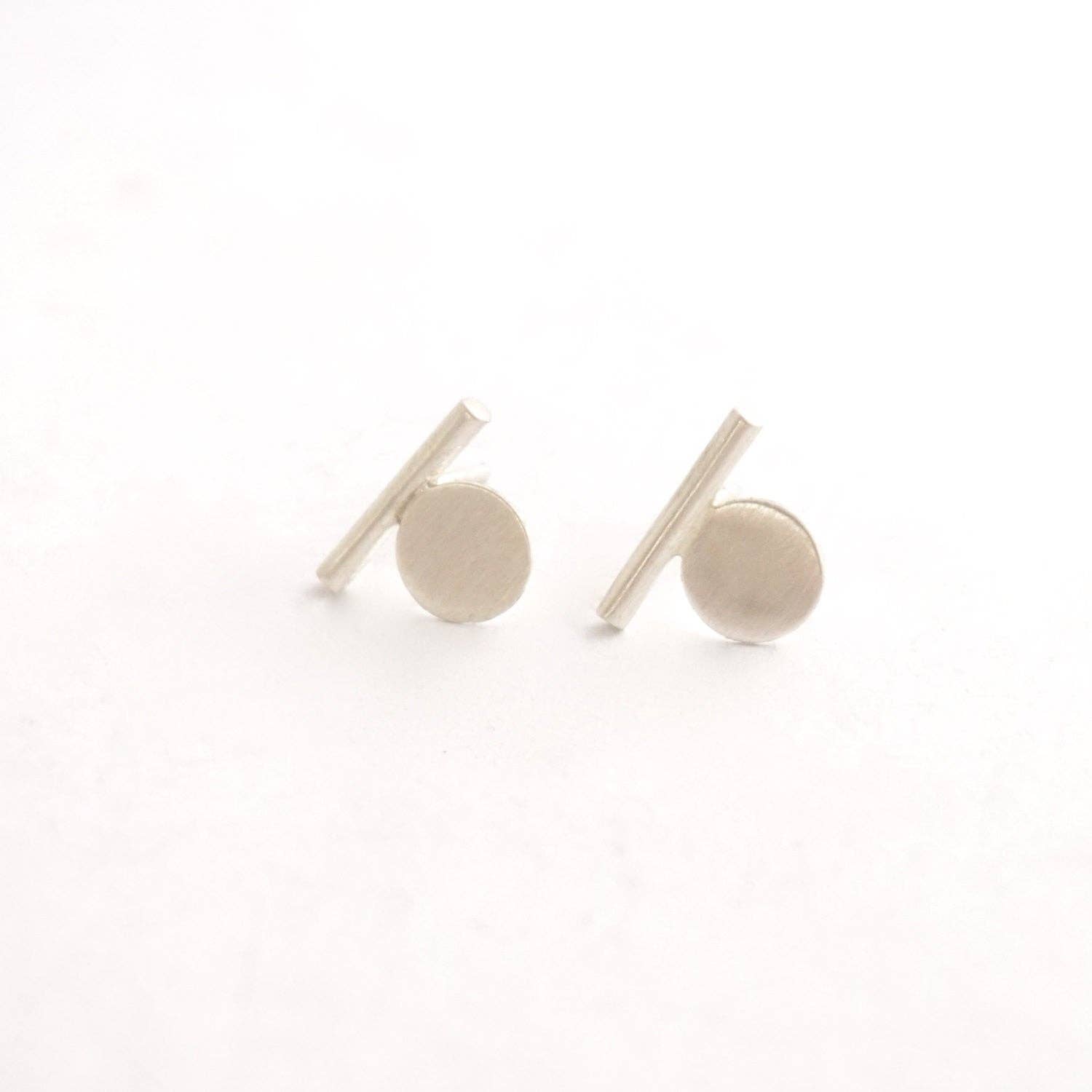 Bar & Flat Circle Stud Earrings | Gold-Filled