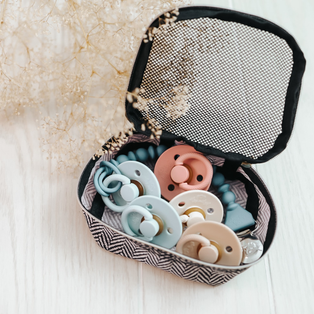 Natural Rubber Paci Sets: Blossom + Rosewood 6-18 M