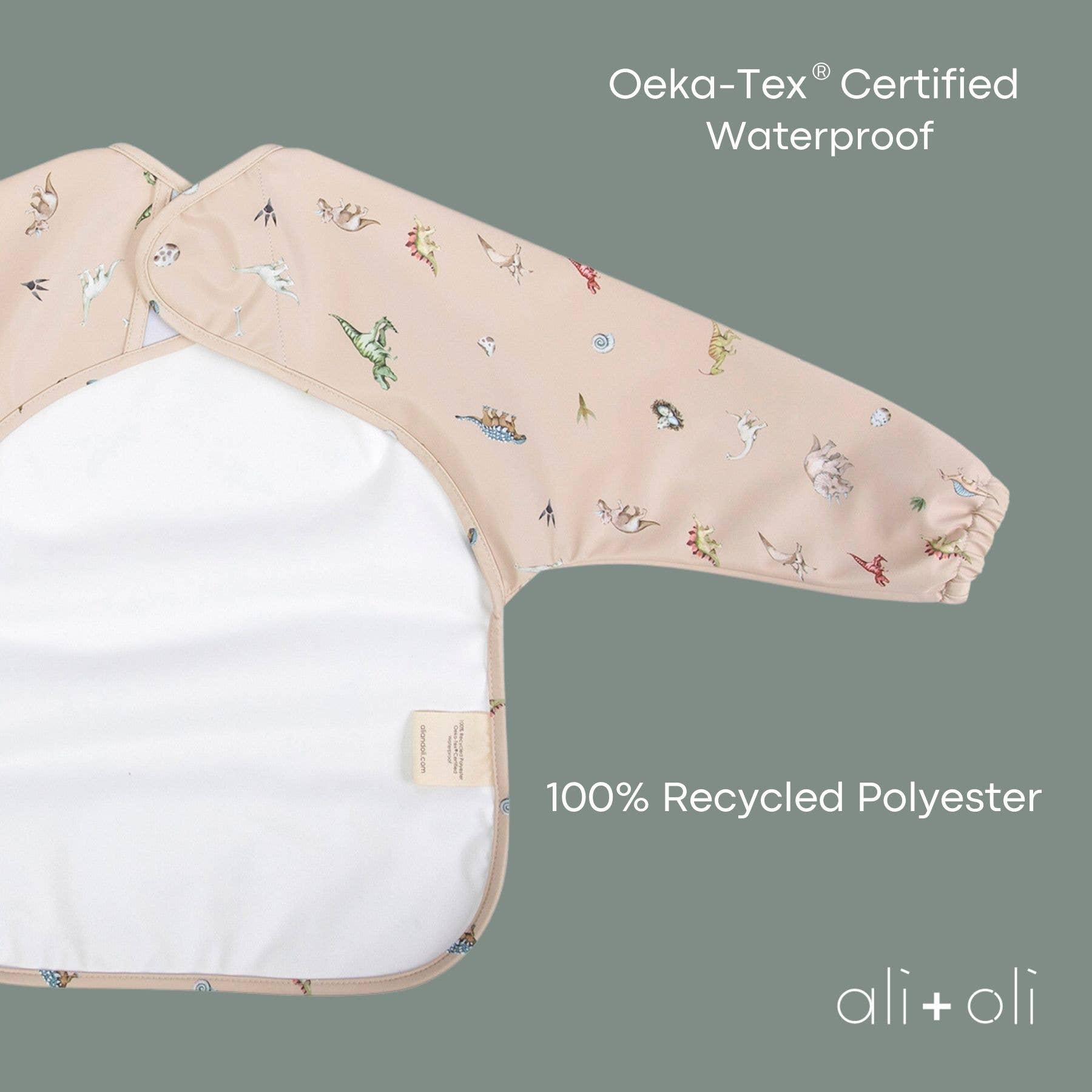 Smock Bib (2-pc) Long & Short Sleeve Set (Dino-Mint)