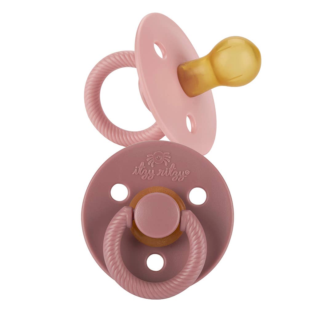 Natural Rubber Paci Sets: Blossom + Rosewood 6-18 M