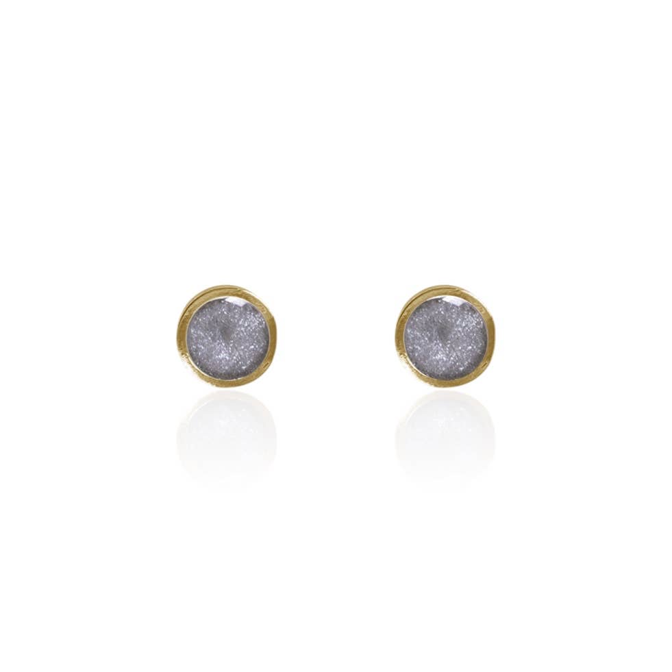 sable jewelry - Granite Solitaire Studs: Solid 5k Yellow Gold / Small