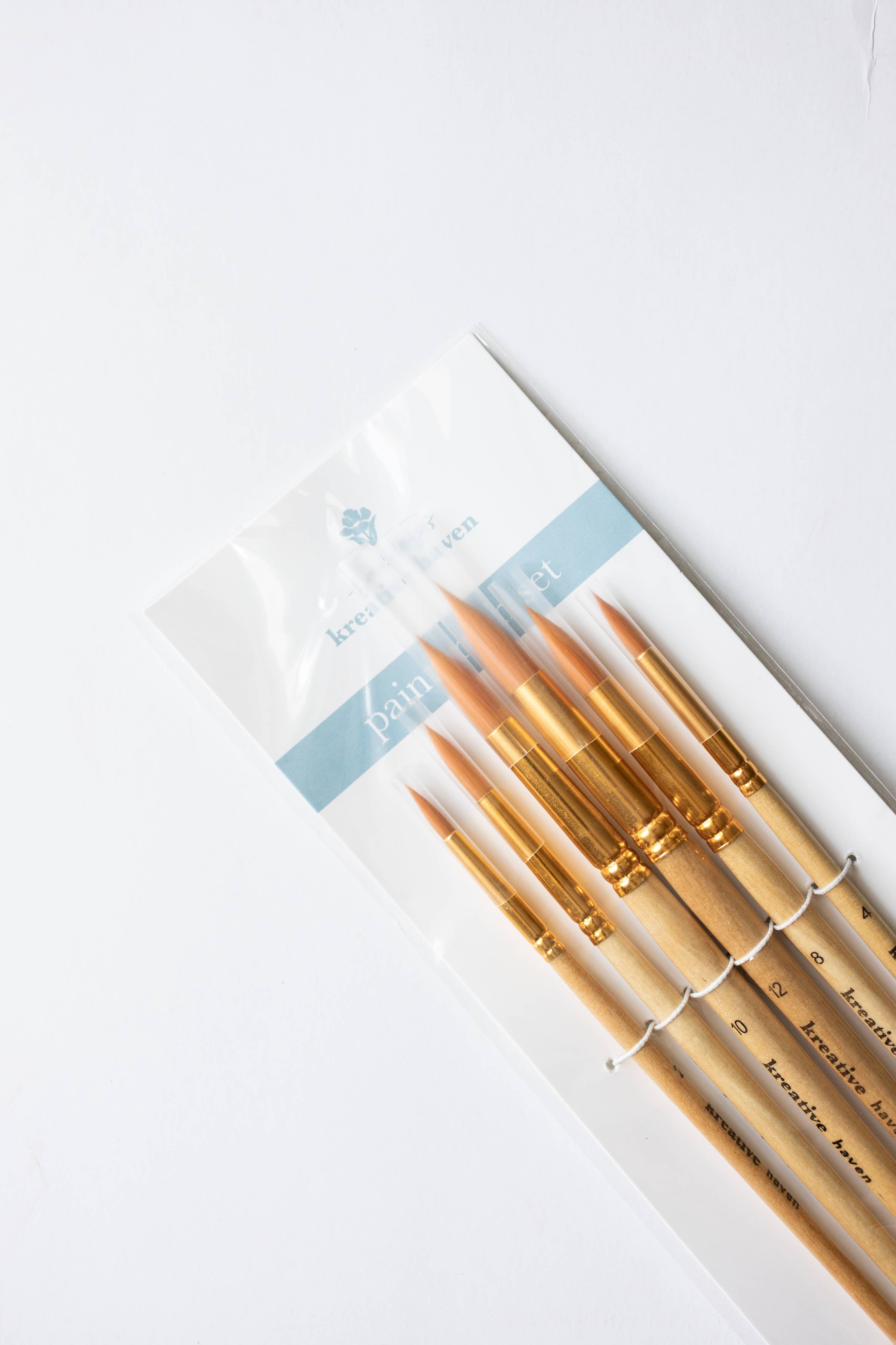 Kreative Haven - Round Tip Watercolor Brush Set -- 6 piece