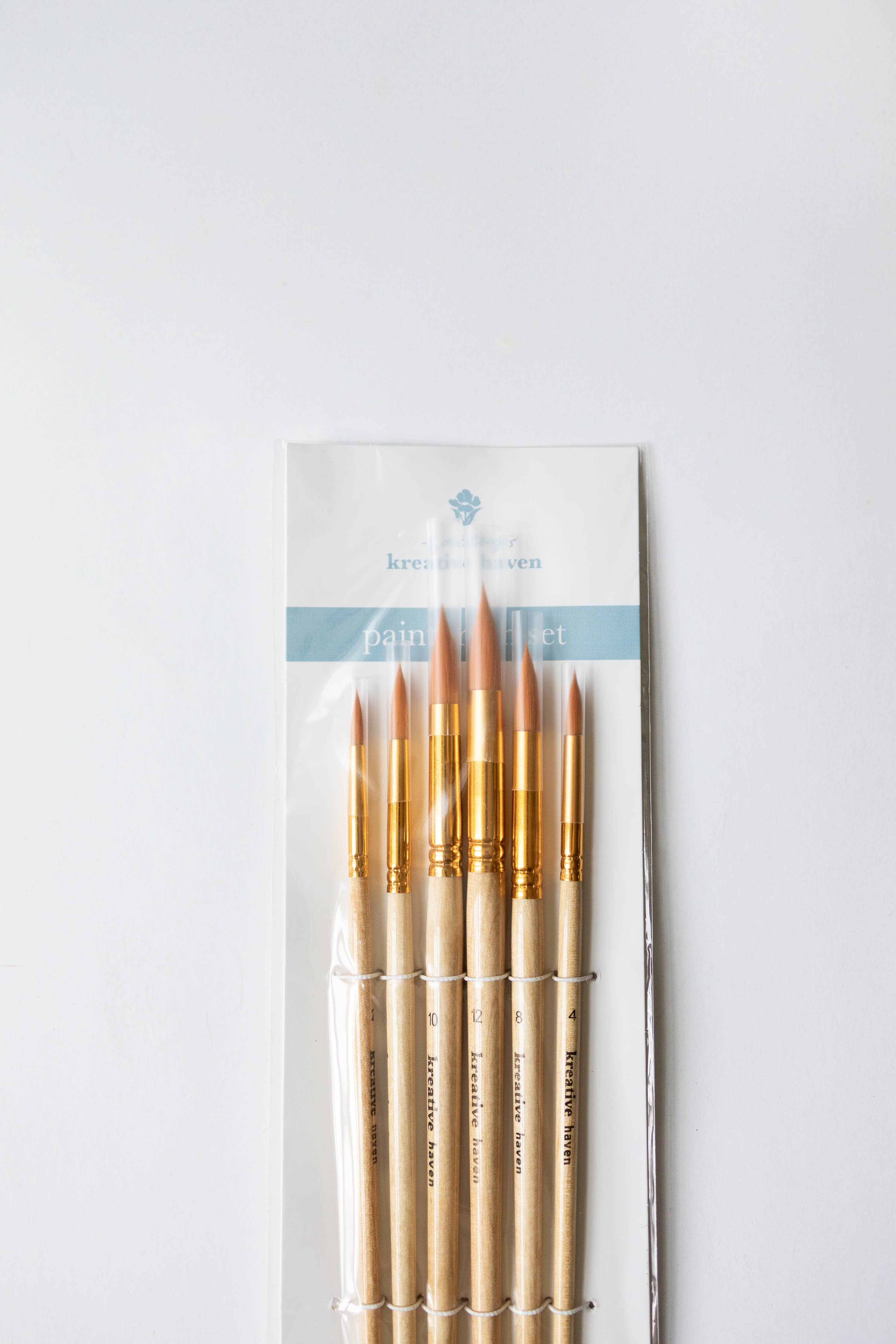 Kreative Haven - Round Tip Watercolor Brush Set -- 6 piece