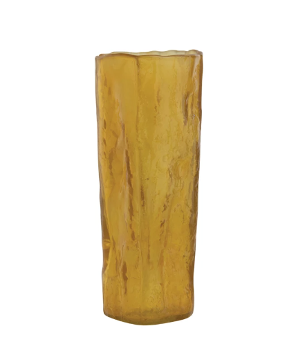 Hand-Blown Glass Organic Shaped Vase, Citron Color